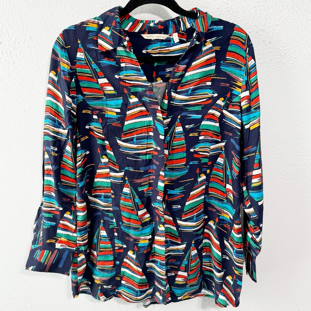 Soft Surroundings Sail boat blouse size pet med